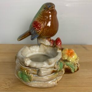 Vintage Ceramic Bird with Nest Votive or Trinket Dish